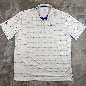 Scales Mens XL White Performance Golf Polo‎ Shirt Marlin Fish Stretch Fishing